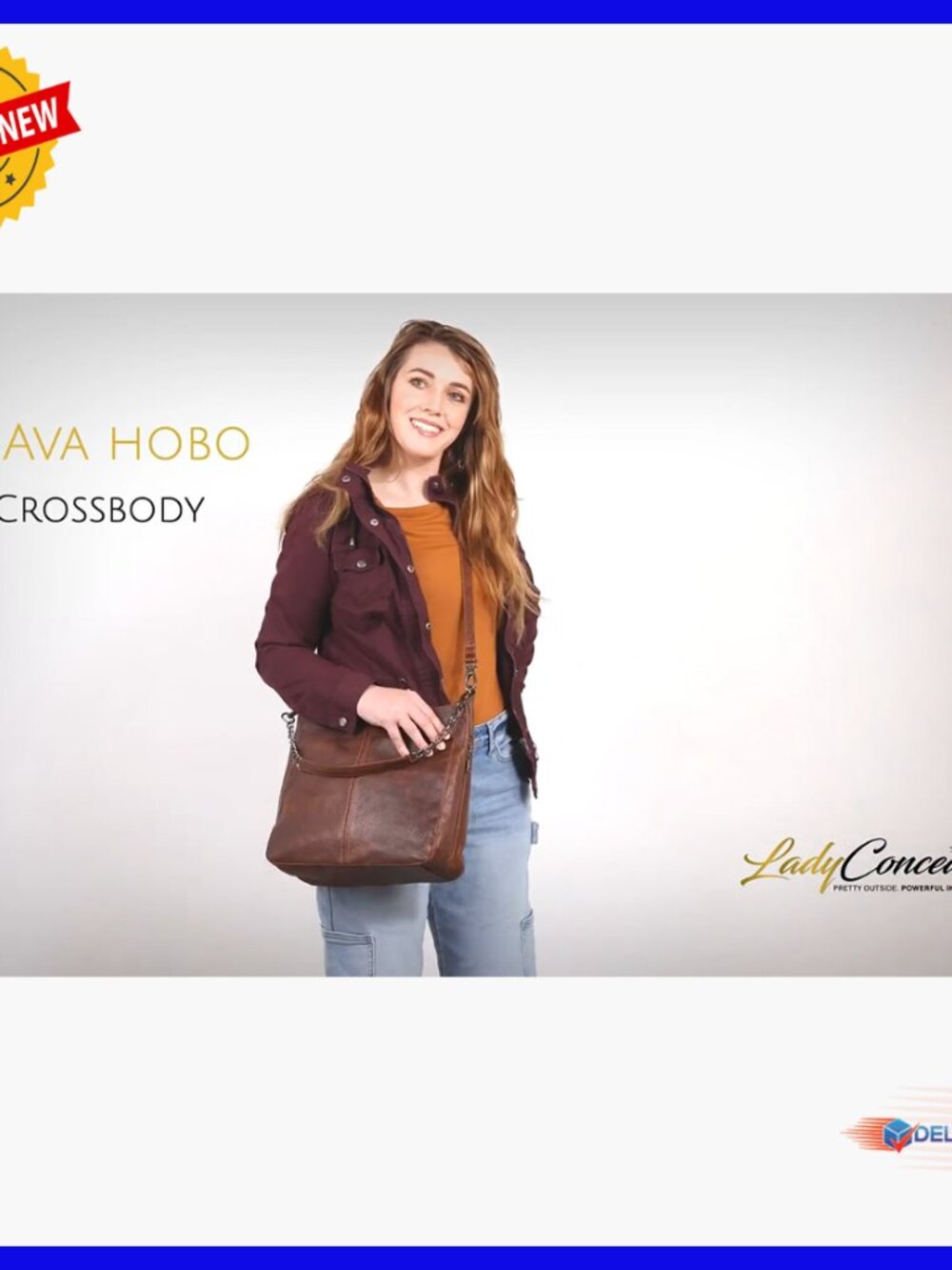 Leather Hobo Handbag with Concealed Carry Pocket and Adjustable Strap - Picture 7 of 7